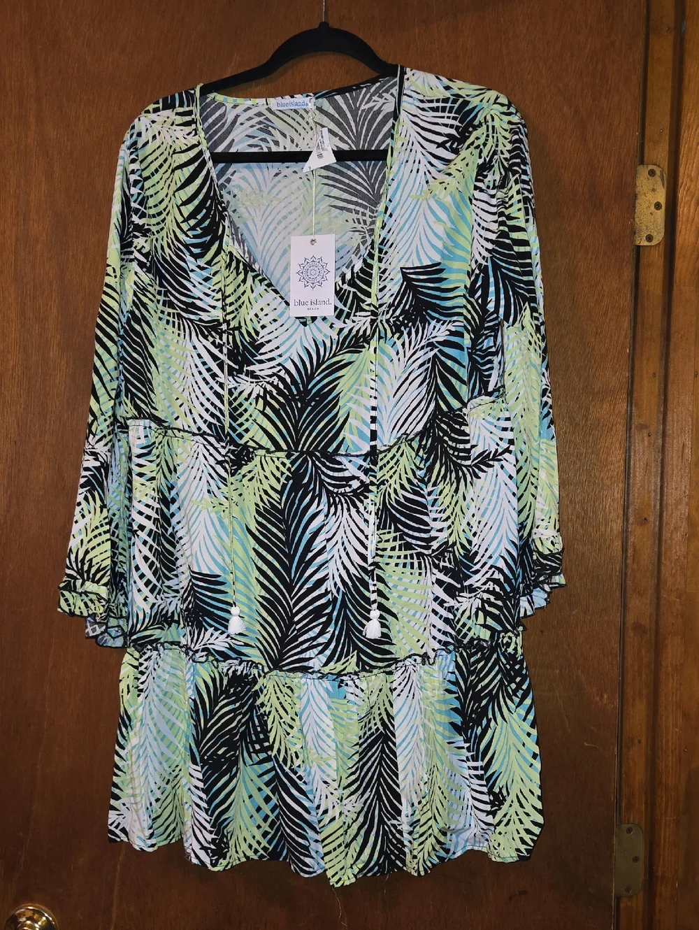 Blue island Palm Print Mini Dress - Picture 1 of 6